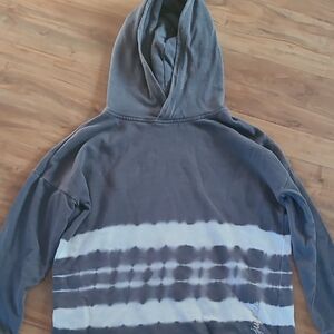 Justice Gray and White Tie-Dye Hoodie